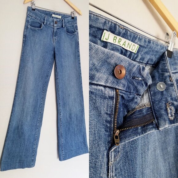 J Brand Monroe Wide Flared Leg Jean Haight Light Wash 27 Full Length Y2K Retro - Picture 8 of 14